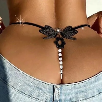 Sexy Women Lace Pearl Thong G-string Panties Underwear Crotchles T-back Briefs • $5.89