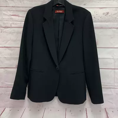 Max Mara Women’s Size 8 Single Breasted Classic Black Blazer Jacket Coat Formal • $62.97