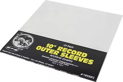 (25) 10SB02 10” Vinyl Record Outer Sleeves – 2mil Thick - Archival Clear BOPP • $11.99