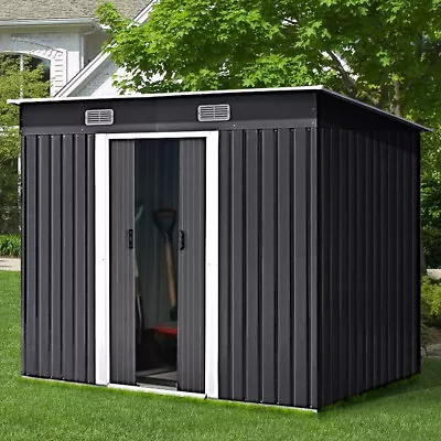 4*6ft Metal Garden Shed Storage Sheds Heavy Duty Outdoor FREE Base Foundation • £205.95