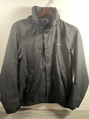 Orvis Wahoo Rain Jacket Mens M Black Full Zip Packable Hooded Coat Long Sleeve • $28.50