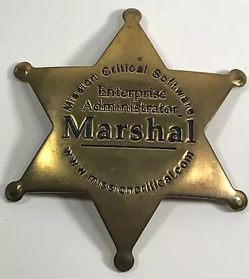 Brass Star Mission Critical Software Marshal Badge • $9.99