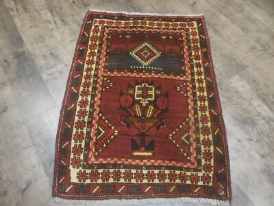 Tribal Vintage Turkish Oriental Geometric Area Rug HandMade Wool Rug 2.5x3.5 Ft • $0.99