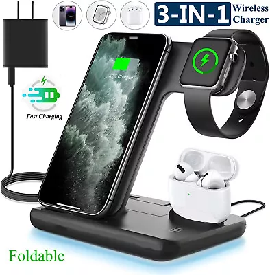 3in1 Wireless Charger Dock Station For Apple Watch Ultra 9 8 IPhone 15 14 13 Pro • $17.89