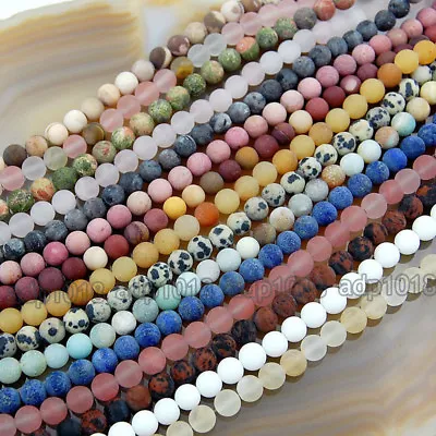 Wholesale Natural Matte Gemstone Round Spacer Loose Beads 4mm 6mm 8mm 10mm 12mm • $4.99