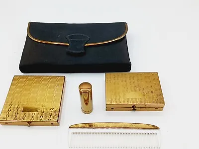 Vintage Rex Fifth Avenue Gold Tone Make Up Kit Lipstick Tube Mirror Comb Purse • $60