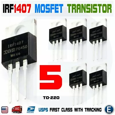 5pcs IRF1407 IRF 1407 Power MOSFET Transistor TO-220AB  IR  N CHANNEL 75V 130A  • $6.80