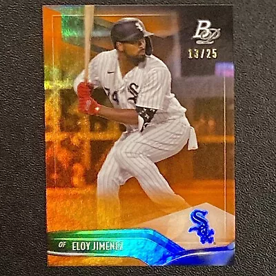 2021 Bowman Platinum #18 Eloy Jimenez Orange Foil Refractor /25 Parallel Card SP • $8.25