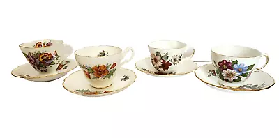 Lot Of 4 English Bone China Tea Cups & Saucer Sets Vintage Tea Party Royal Vale • $28.80