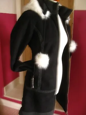 £84.99 • Buy HOOCH SHEEPSKIN COAT Teddy 10 12 14 Black Faux Suede Long Fur Hood Penny Lane