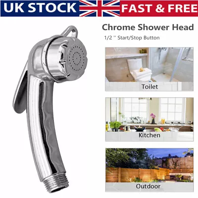 Durable Caravan Motorhome Trigger Shower Head Chrome On/Off Water Flow Handheld • £8.49