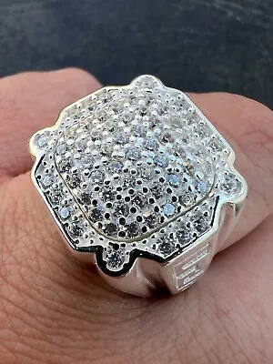 Mens Real Solid 925 Sterling Silver Iced CZ Ring Hip Hop Pinky Or Any Finger • $68.02