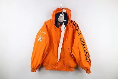 Vtg 90s Nautica Challenge Mens Medium Distressed J Class Hooded Sailing Jacket • $59.95