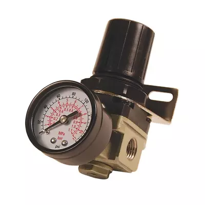 1/4 In. NPT Mini Air Regulator With Steel-Protected Gauge • $17.92