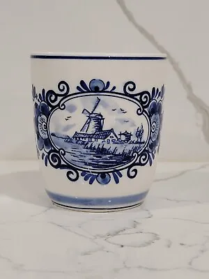 $18.99 • Buy DELFTS BLUE SMALL Porcelain Holland Cup Tea Mug Hand Painted Windmill Sailboat