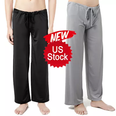 Men's Home Clothing Pajama Lounge Long Pants Silky Sleepwear Elegant Living Pant • $12.65