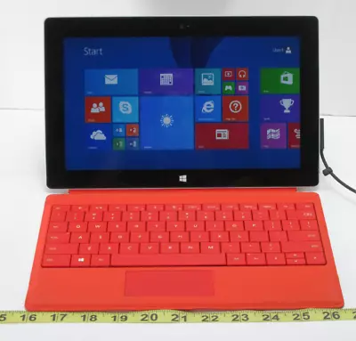 Microsoft Surface RT Tablet W Removable Red Keyboard 64GB 2 GB RAM Touchscreen C • $49.99