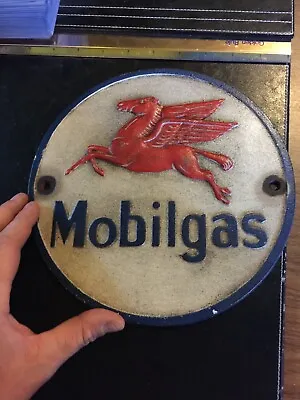 Mobil Oil Sign Plaque Cast Iron METAL Collector Garage Patina Car Truck Auto 9'' • $57.57