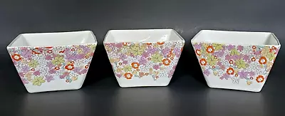 222 Fifth PTS International Floral Riot 3 Square Bowls Soup Cereal Nut Snack Set • $34.99