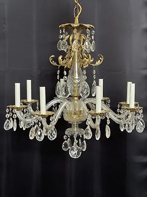 Antique Vintage Chippendale Pagoda Crystal Bronze French Georgian Chandelier • $1350