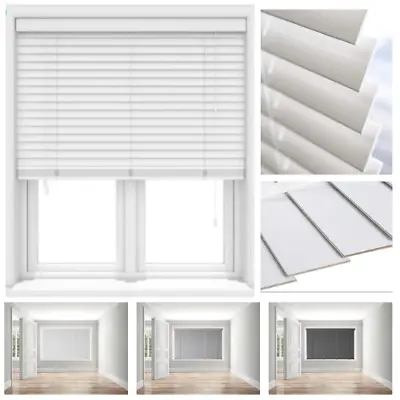 Faux Wood Wooden Venetian Window Blinds With String & Tape  50mm Slats Trimmable • £18.17