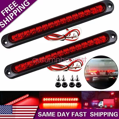 $12.79 • Buy Red 2X 10  LED Truck Trailer Strip 3rd Brake Lights Rear Turn Tail Light Bar USA