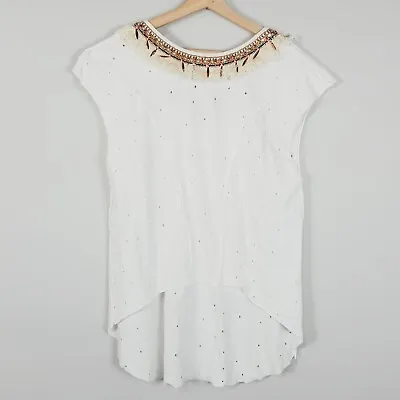 IXIAH The Label Womens Size 10 Or US 6 Embellished Beaded Short Sleeve Top • $95