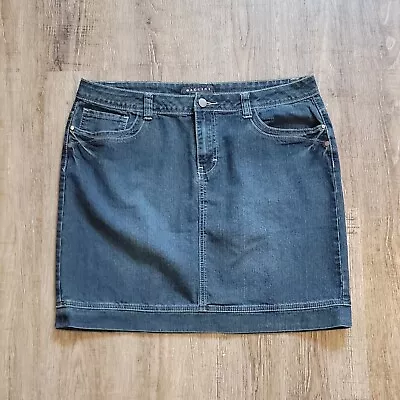 Baccini Denim Jean Knee Length Skirt ~ Sz 14 ~ Dark Blue • $16.09