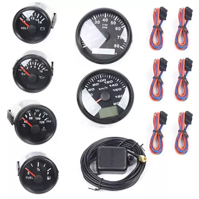 6 Gauge Kit Digital Speedometer Tacho Fuel Temp Volt Gauges For Car Marine Boat • $127.31