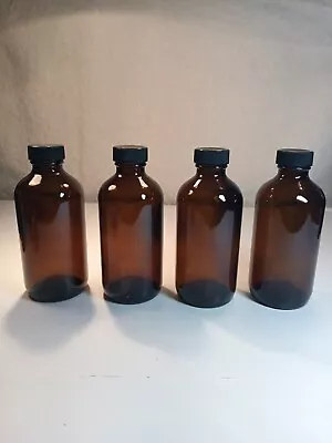 4 Glass Amber 8 OZ New Bottles With Lids Perfect For Tincture's   • $6.97