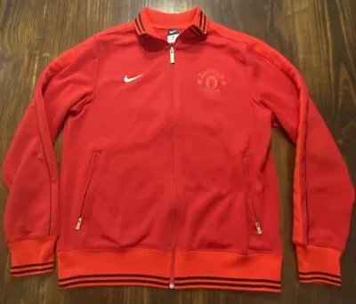 Nike Manchester United Soccer Red Devils Zip-Up Track Jacket Red Men's Size L • $40