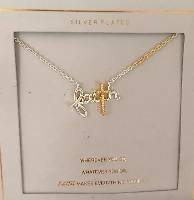 New With Tag Silver Plated FAITH Necklace Target Brand Silver And Gold Tone • $13.30