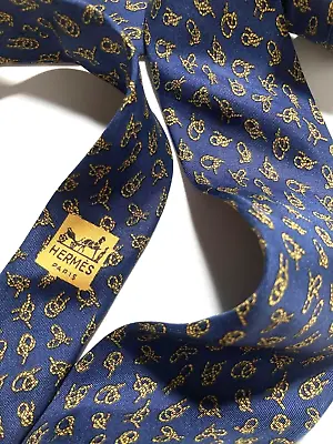 Hermes Vintage Sailing Knots Boating Tie Sailor Nautical High End France Blue • $105.24