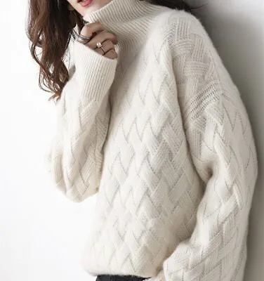 Women's Autumn Winter High Collar Cashmere Sweater Base Wool Sweater Xmas Gifts~ • £19.99