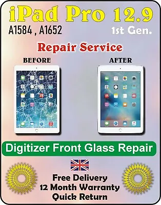 £126 • Buy Apple IPad Pro 12.9 1st Gen A1584 A1652 Cracked Repair  And Battery Replacement