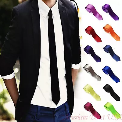 Casual Slim Plain Men's Solid Skinny Neck Party Wedding Tie  Necktie  • $7.59