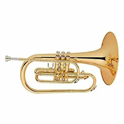 Marching Mellophone Horn Outfit F Key Brass Body Gold Lacquer  Case  Mouthpiece • $331.09