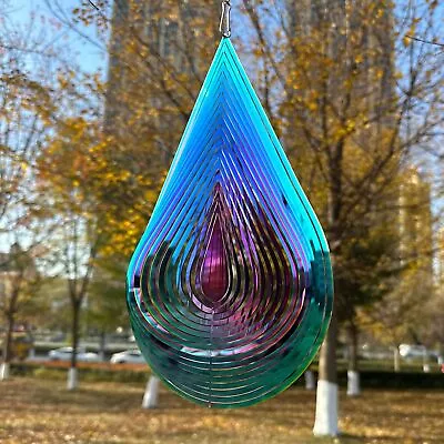 3D RGB Wind Spinners Stainless Steel Hanging Wind Chime Yard Garden Patio Decor • £15.59