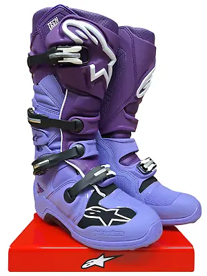 ALPINESTARS Men Motocross Leather Boots TECH 7 SX MX Dirt Bike Adult Purple • $394.19