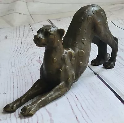 Bronze Handcrafted Mountain Lion Sculpture Wildlife Art Metal Statue Cougar Deal • $174.65