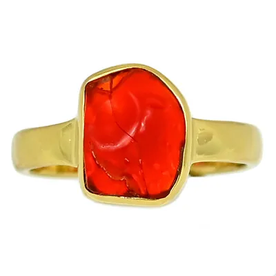 18K Gold Vermeil Natural Mexican Opal Rough Ring Jewelry S.8 CR36469 • $11.99