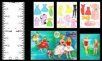 $10 • Buy 1:12 Scale Miniature Paper Dolls Barbie Skipper 1964 Dollhouse Scale