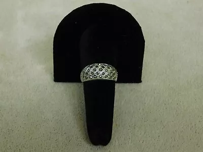 925 Sterling Silver Band With 42 Melee Marcasite Stones - Size 8 • $19.99