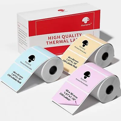 40x30mm 230PCS/Roll Self-Adhesive Thermal Label For Phomemo M110/M200 Printer • £6.50