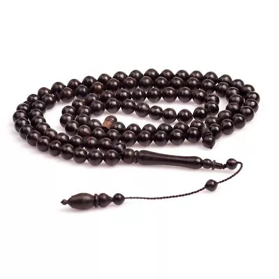 REAL Ebony Tree Islamic Prayer 99 Beads Tasbih Misbaha Rosary Tasbeeh 8mm • $49.99