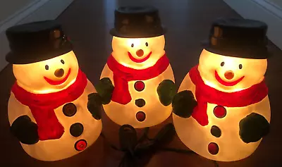 Rear Vintage Rubber Snowmen 3 In The Set Lights Up ONLY! No Singing Or Wobbling • $50