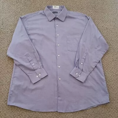 Van Heusen Shirt Mens XL Purple Micro Check Long Sleeve Button Up Cotton Blend • $14.30