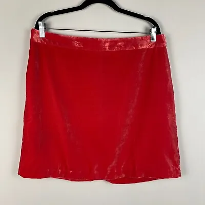 J. Crew Factory Velvet Skirt Coral Pink Mini Lined Back Zip K2162 Women’s 14 • $14.95