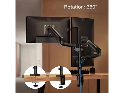 $29.99 • Buy HUANUO HNDSK2 Full Motion Gas Spring **DUAL**Monitor Arm Mount For 17-32  Screen