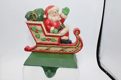 Vintage Midwest Of Cannon Falls Cast Iron SANTA IN SLEIGH Stocking Holder • $29.95